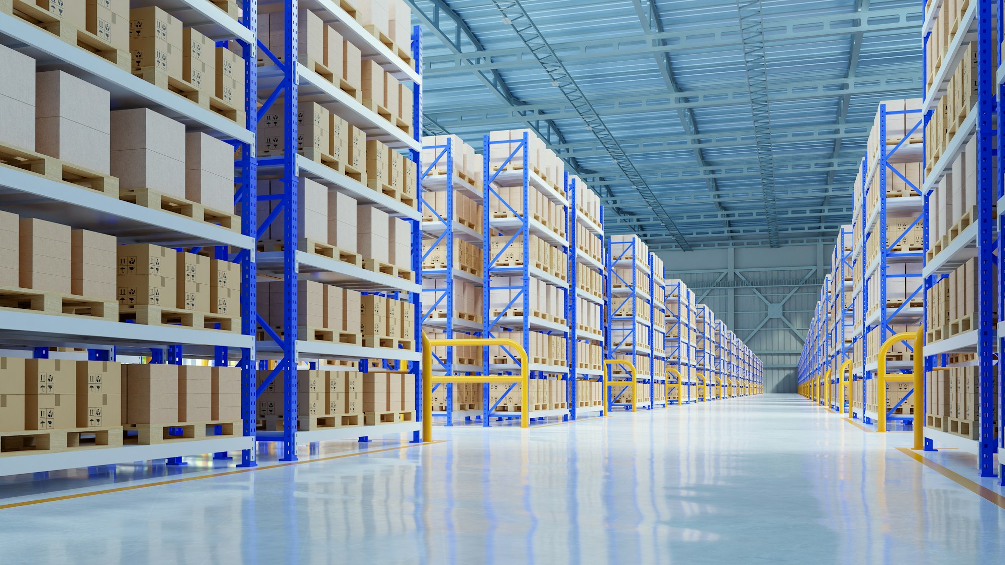 Empty warehouse in logistic center,Warehouse for storage and distribution centers